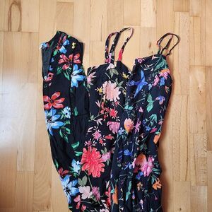 Old Navy 3 Sleeveless Black Floral Sundress Bundle, Size: Medium